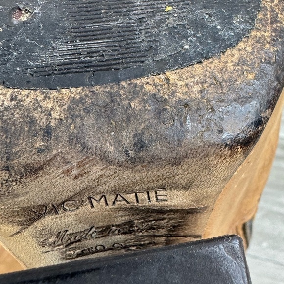 Vic Matie Platform Wood Wedge Side Zip Leather Boots Size 37 US 6.5 - Picture 10 of 14